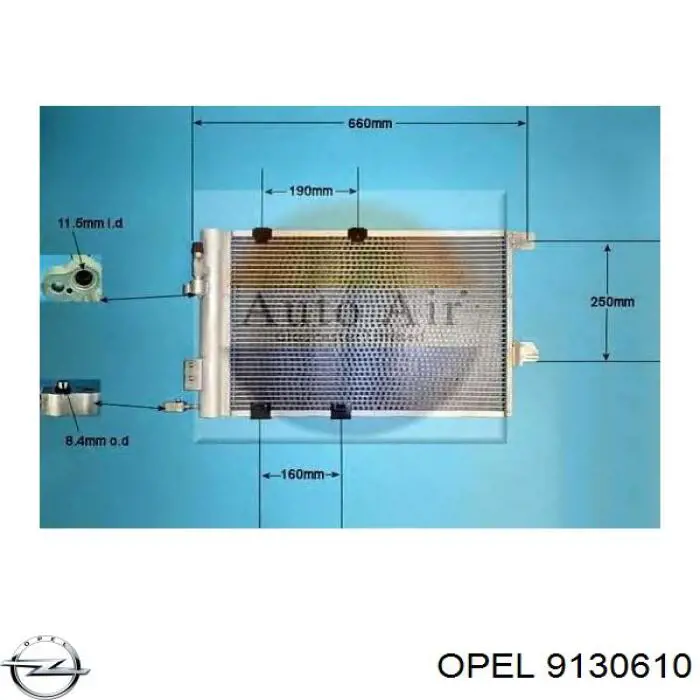 9130610 Opel condensador aire acondicionado