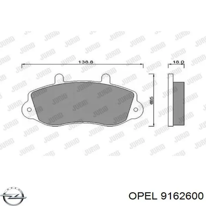 9162600 Opel pastillas de freno delanteras