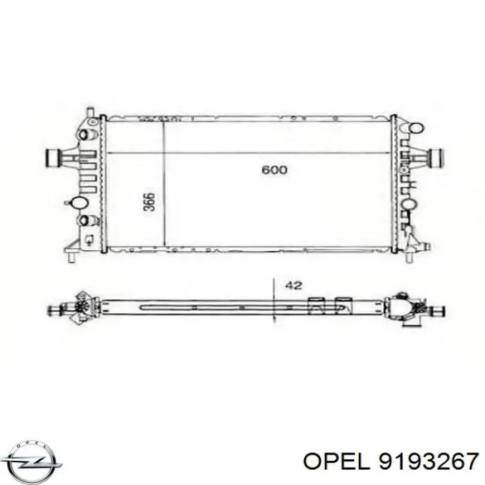 9193267 Opel radiador refrigeración del motor