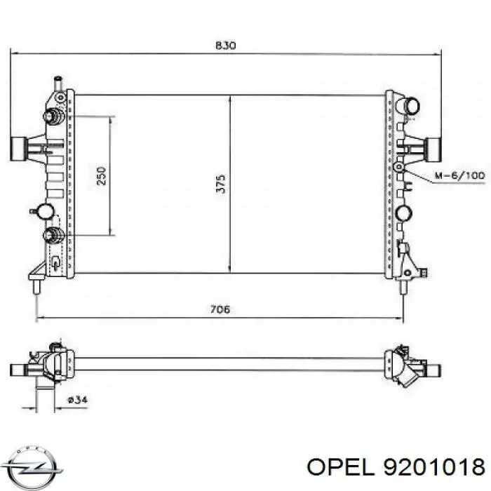 9201018 Opel radiador refrigeración del motor