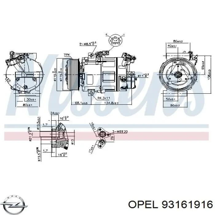 93161916 Opel compresor de aire acondicionado