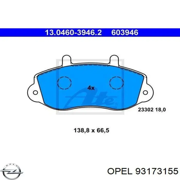 93173155 Opel pastillas de freno delanteras