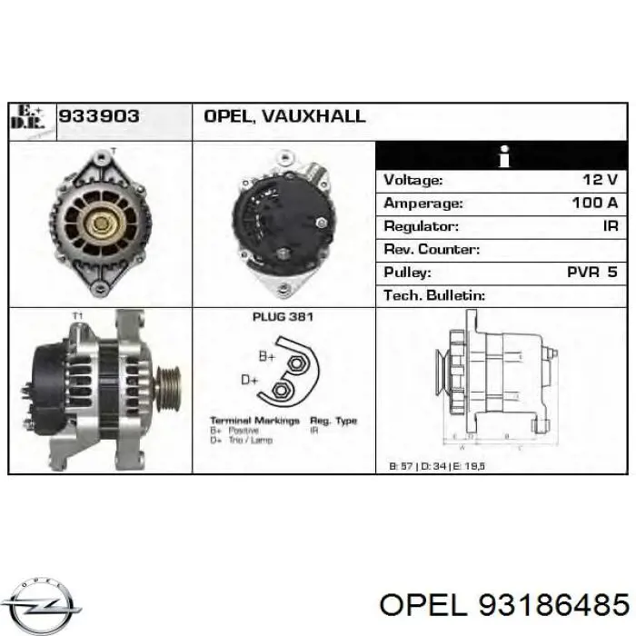 93186485 Opel alternador