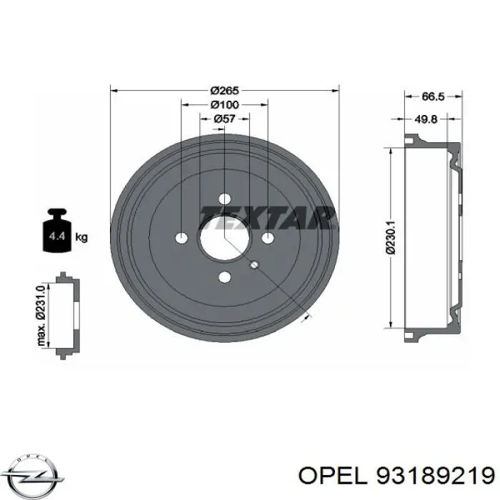 93189219 Opel freno de tambor trasero