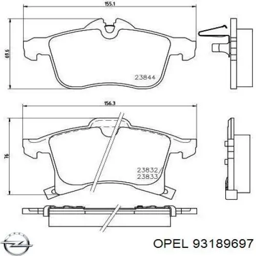 93189697 Opel pastillas de freno delanteras