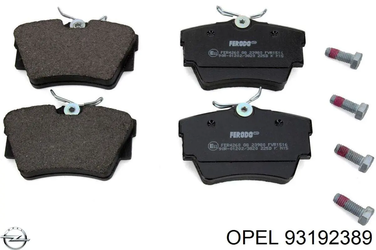 93192389 Opel pastillas de freno traseras