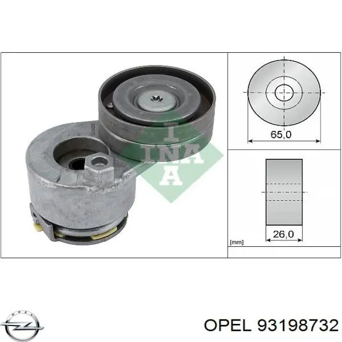 93198732 Opel tensor de correa, correa poli v