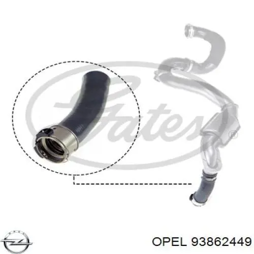 93862449 Opel tubo flexible de aire de sobrealimentación izquierdo