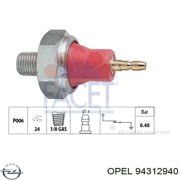 94312940 Opel indicador, presión del aceite