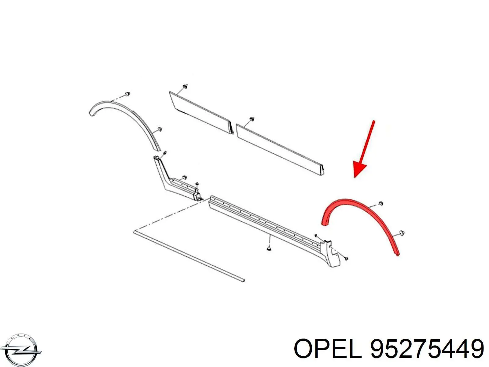 95275449 Opel ensanchamiento, guardabarros delantero derecho