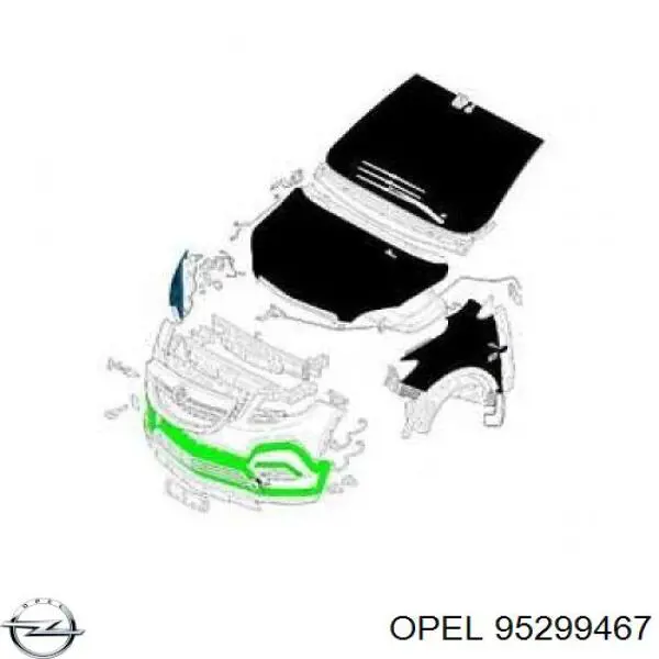  Parachoques delantero, parte inferior para Opel Mokka 