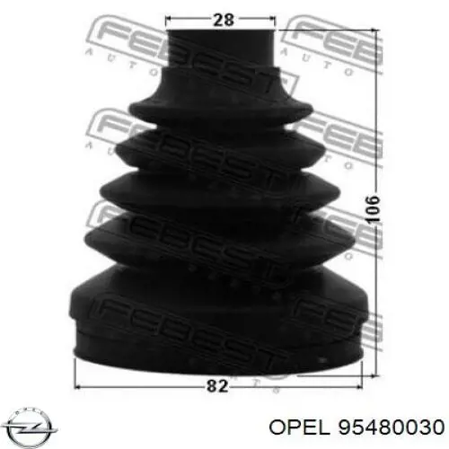 95480030 Opel árbol de transmisión delantero izquierdo