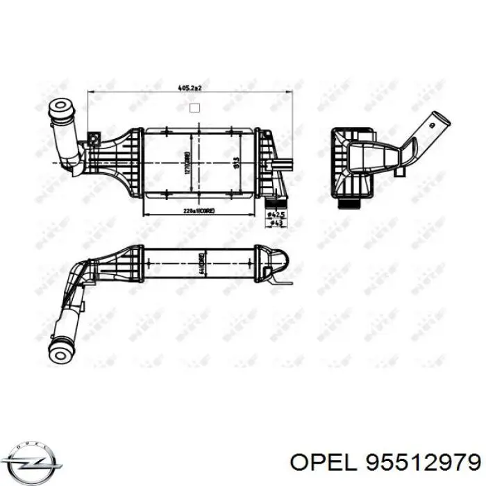 95512979 Opel radiador de aire de admisión