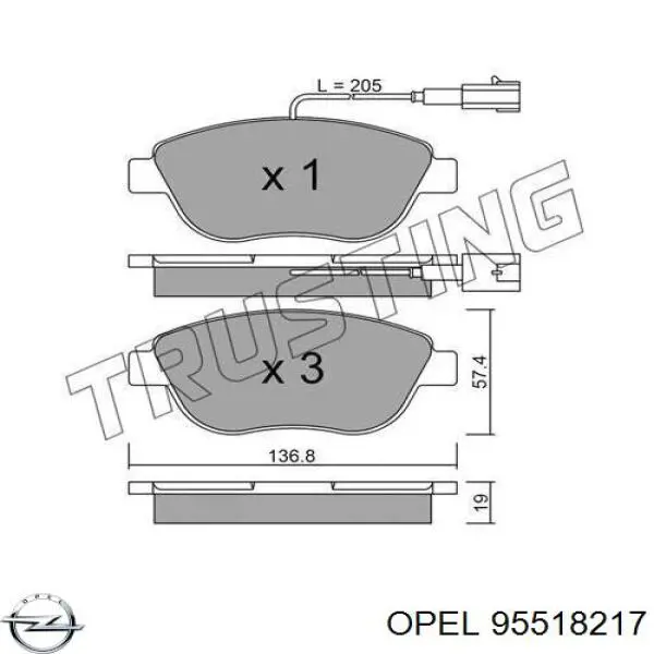 95518217 Opel pastillas de freno delanteras