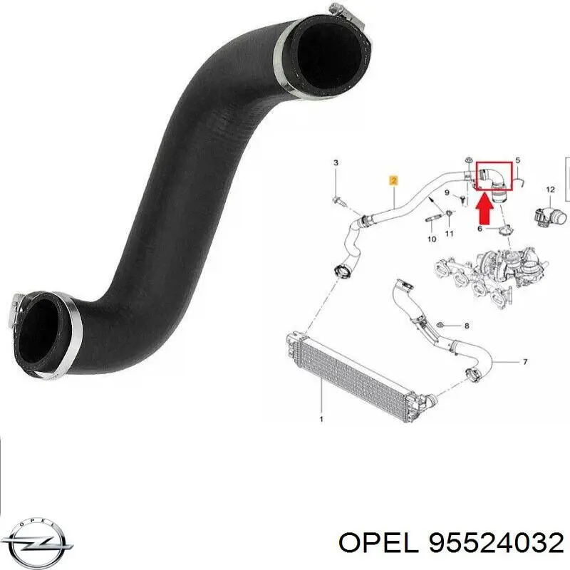 95524032 Opel tubo flexible de aire de sobrealimentación derecho