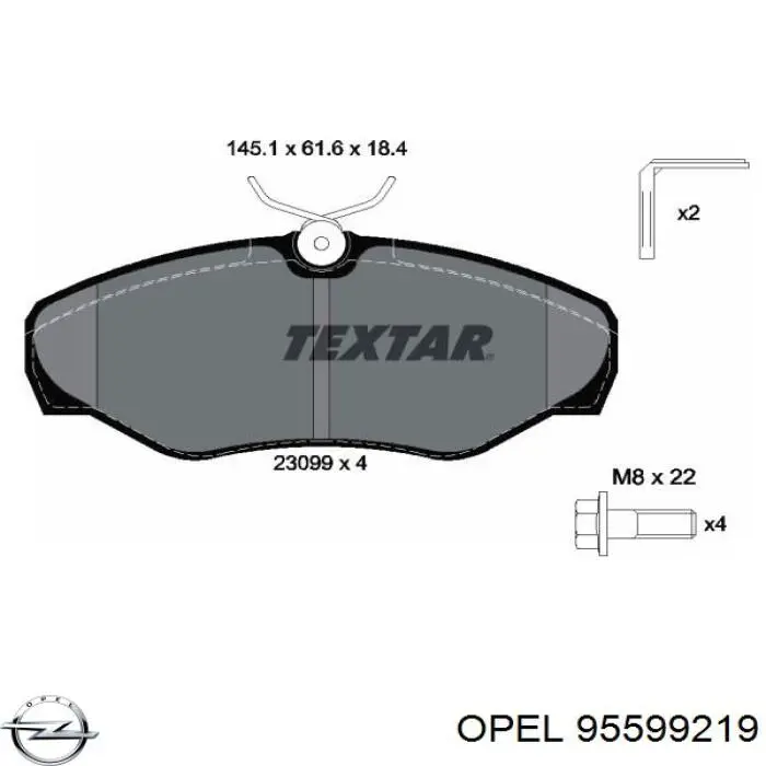 95599219 Opel pastillas de freno delanteras