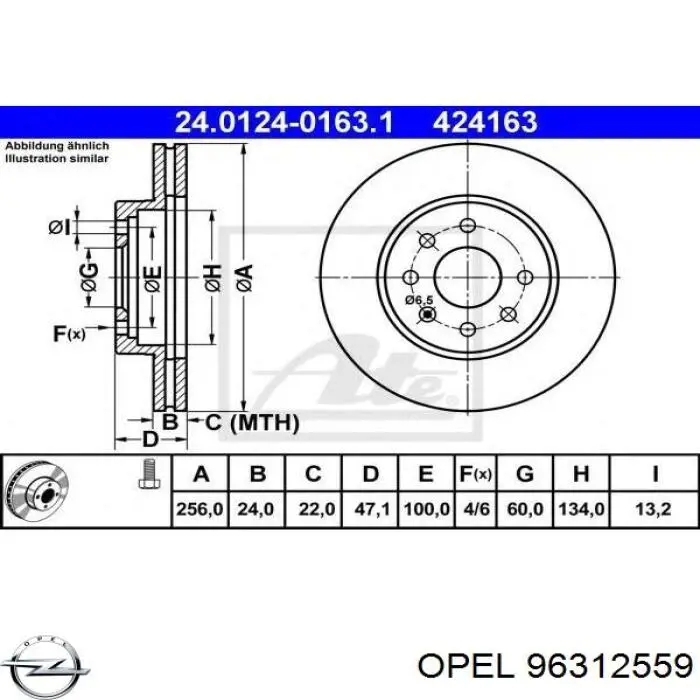 96312559 Opel freno de disco delantero