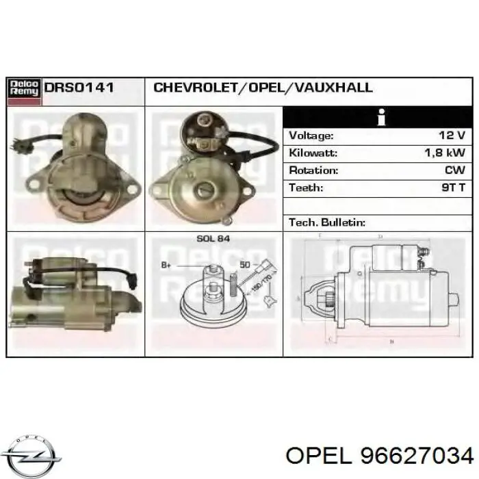 96627034 Opel motor de arranque