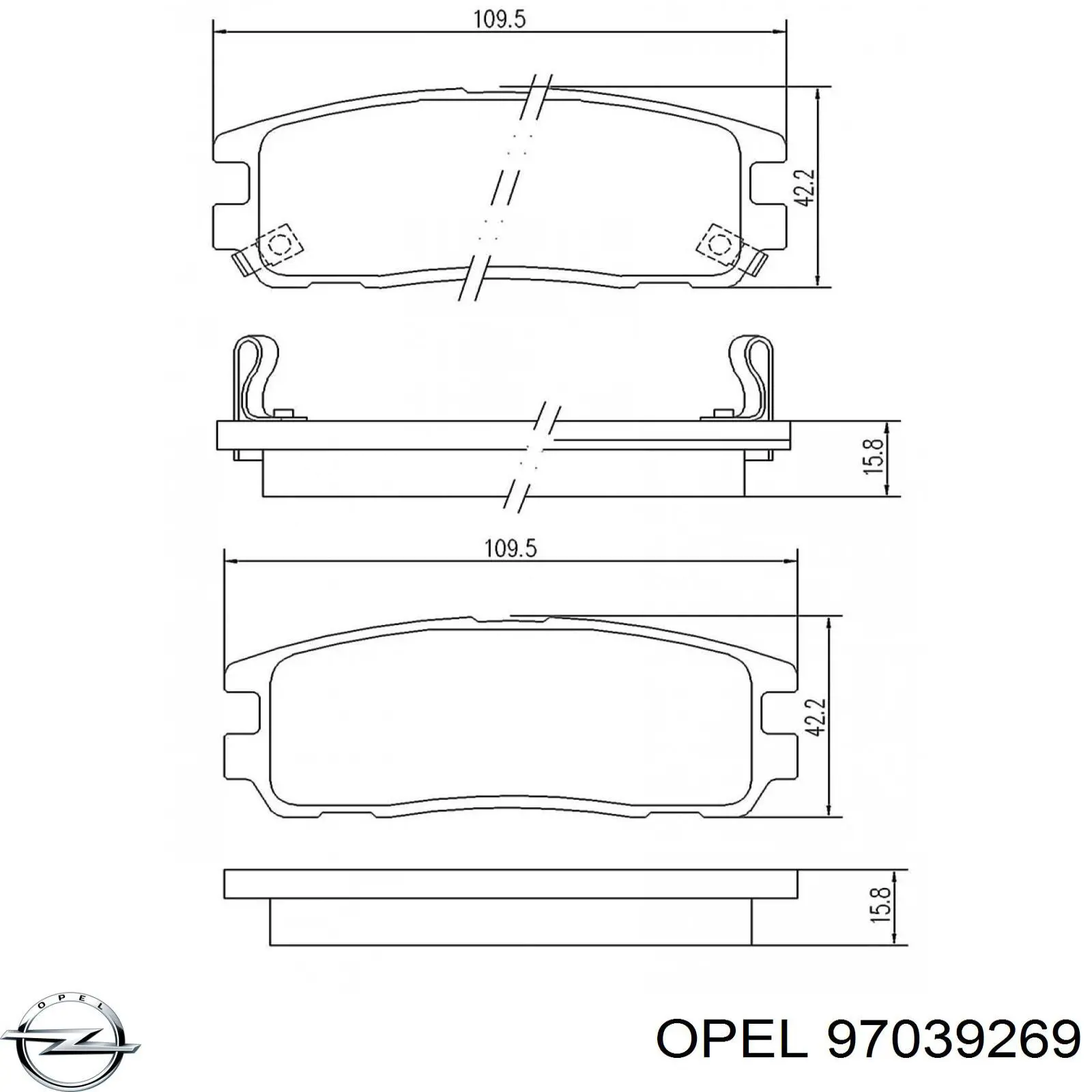 97039269 Opel pastillas de freno traseras