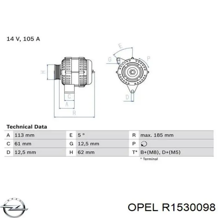 R1530098 Opel alternador