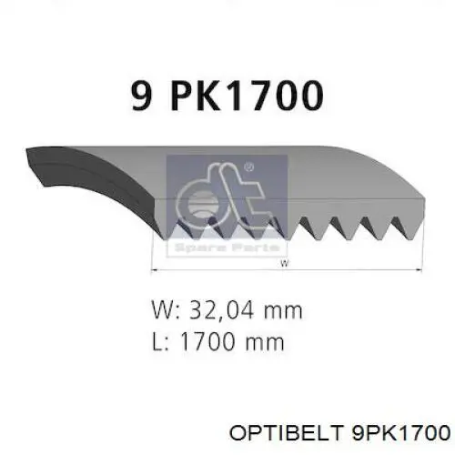 9PK1700 Optibelt correa trapezoidal