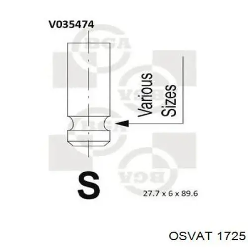 1725 Osvat válvula de admisión