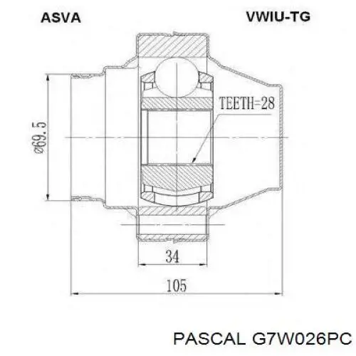 G7W026PC Pascal junta homocinética interior delantera