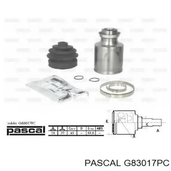 G83017PC Pascal junta homocinética interior delantera derecha