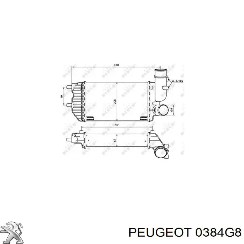 0384G8 Peugeot/Citroen radiador de aire de admisión