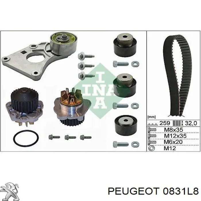 0831L8 Peugeot/Citroen kit correa de distribución