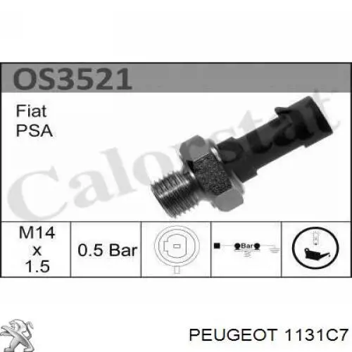 1131C7 Peugeot/Citroen indicador, presión del aceite