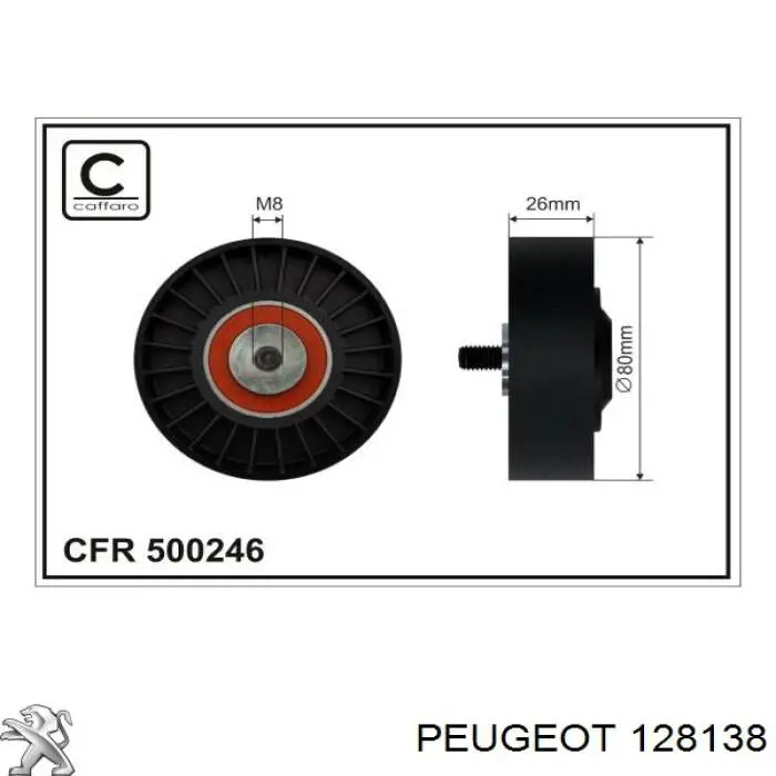 128138 Peugeot/Citroen rodillo, correa trapecial poli v