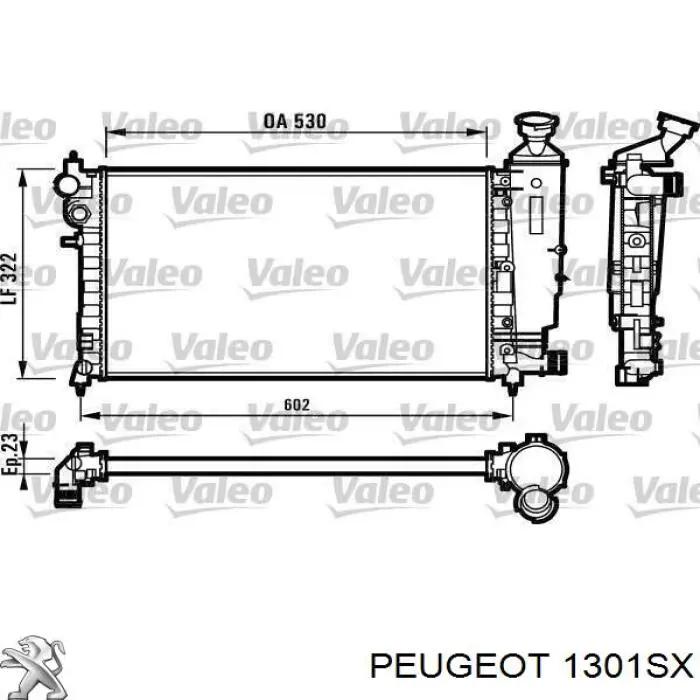 1301SX Peugeot/Citroen radiador refrigeración del motor