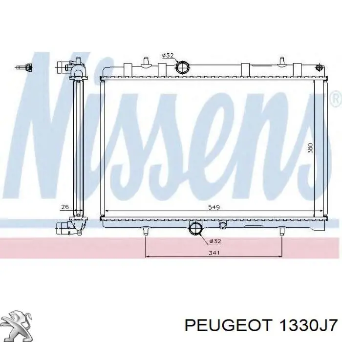 1330J7 Peugeot/Citroen radiador refrigeración del motor