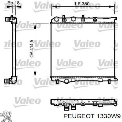 1330W9 Peugeot/Citroen radiador refrigeración del motor