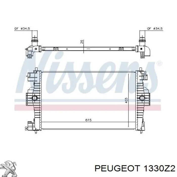 1330Z2 Peugeot/Citroen radiador refrigeración del motor