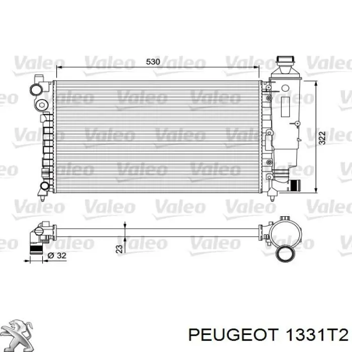 1331TG Peugeot/Citroen radiador refrigeración del motor