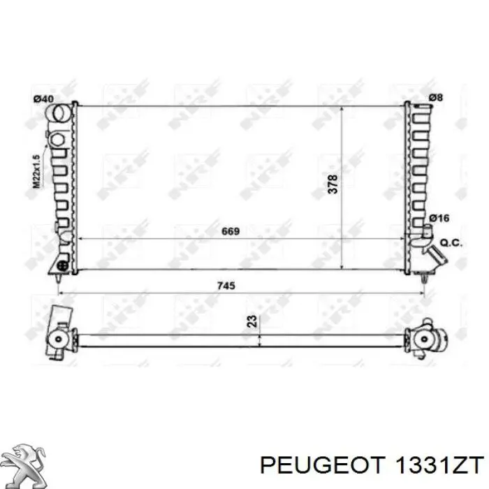 1331ZT Peugeot/Citroen radiador refrigeración del motor