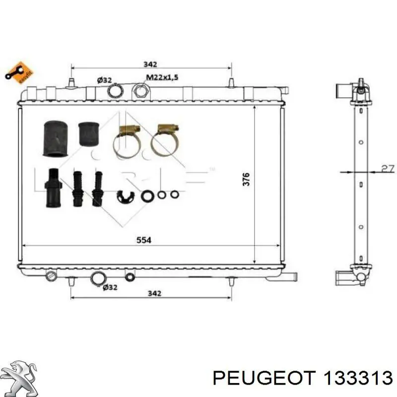 133313 Peugeot/Citroen radiador refrigeración del motor