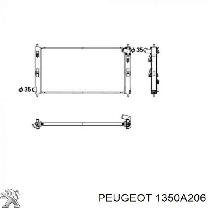 1350A206 Peugeot/Citroen radiador refrigeración del motor