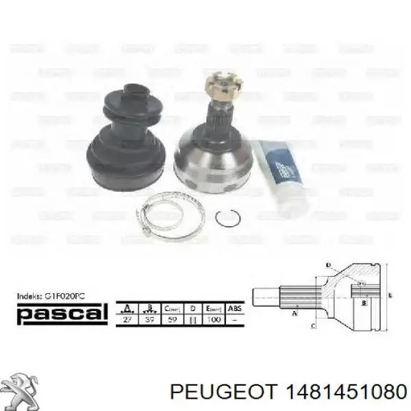 1481451080 Peugeot/Citroen árbol de transmisión delantero derecho