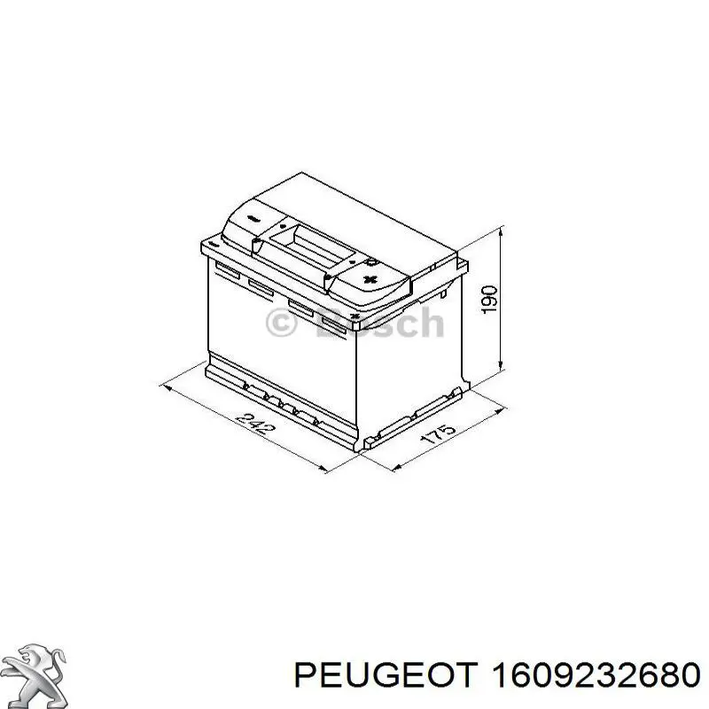 1609232680 Peugeot/Citroen batería de arranque