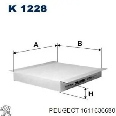 1611636680 Peugeot/Citroen filtro de habitáculo