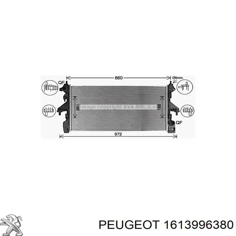 1613996380 Peugeot/Citroen radiador refrigeración del motor