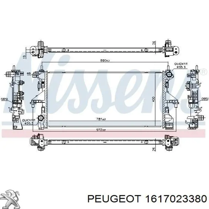 1617023380 Peugeot/Citroen radiador refrigeración del motor