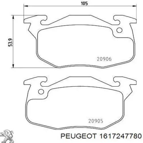 1617247780 Peugeot/Citroen pastillas de freno delanteras