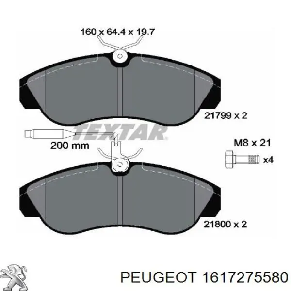 1617275580 Peugeot/Citroen pastillas de freno delanteras