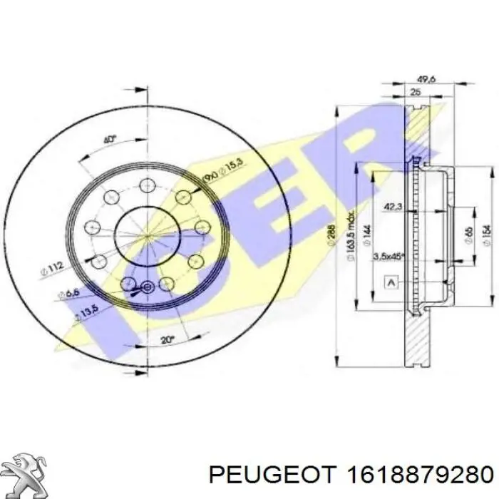 1618879280 Peugeot/Citroen freno de disco delantero