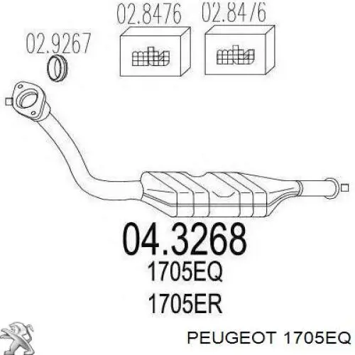 1705EQ Peugeot/Citroen silenciador delantero