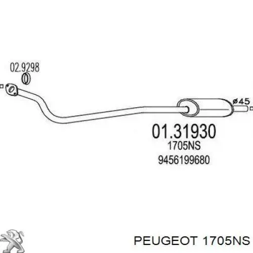 1705NS Peugeot/Citroen silenciador delantero